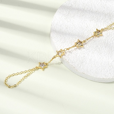 Brass Micro Pave Cubic Zirconia Mittens Bracelets BJEW-C156-01G-05-1