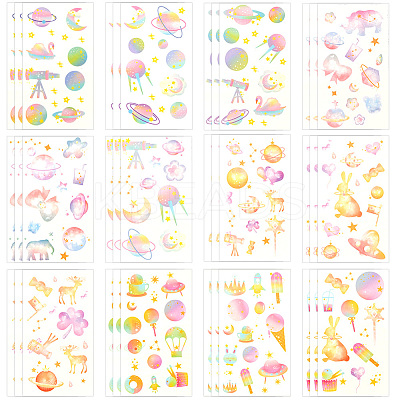 36Pcs 2 Style PVC Waterproof Self-Adhesive Picture Stickers STIC-SP0001-09C-1