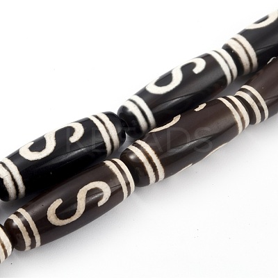 Tibetan Style Money Hook dZi Beads Strands TDZI-O003-29D-1