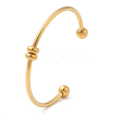Screw End Ball 304 Stainless Steel Open Cuff Bangles LS-BJEW-G677-01G-1