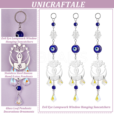 3Pcs Evil Eye Lampwork Window Hanging Suncatchers HJEW-UN0001-17-1