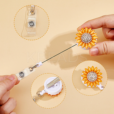 4Pcs 2 Colors Sunflower Resin & Rhinestone Badge Reel DIY-FH0009-73-1