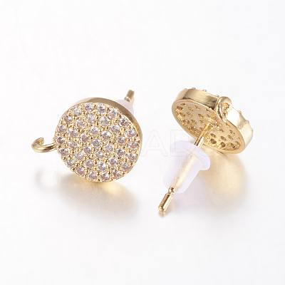 Brass Micro Pave Cubic Zirconia Stud Earring Findings ZIRC-E132-13A-G-1