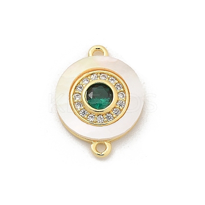 Brass Micro Pave Clear Cubic Zirconia & Shell Connector Charms LS-KK-M303-03G-02-1