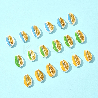 18Pcs 3 Colors Enamel Cowrie Shell Beads SSHEL-FS0001-03-1
