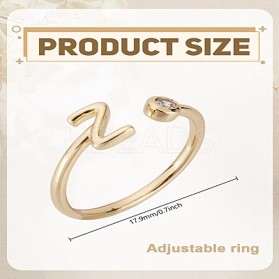 1Pc Brass Micro Pave Clear Cubic Zirconia Open Cuff Rings for Women RJEW-LP0002-37Z-1