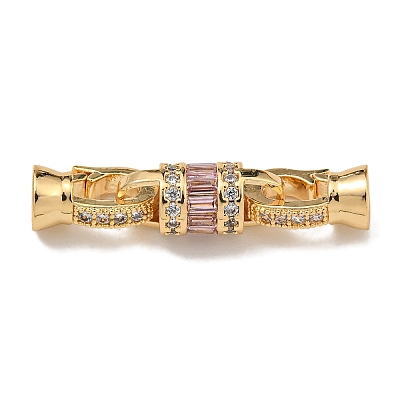 Brass Micro Pave Cubic Zirconia Fold Over Clasps KK-U037-43G-01-1