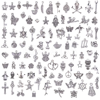 100Pcs Tibetan Style Alloy Pendants JX213A-1