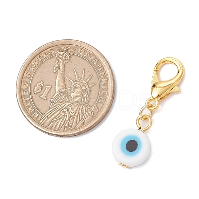 10Pcs Flat Round Handmade Evil Eye Lampwork Pendant Decorations HJEW-JM03489-04-1