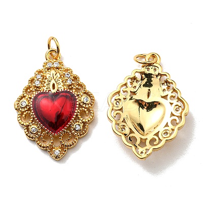 Rack Plating Brass Grade AAA Cubic Zirconia Pendants KK-D026-27G-1