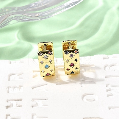 Brass Micro Pave Cubic Zirconia Rectangle Dangle Earrings EJEW-L305-08G-01-1