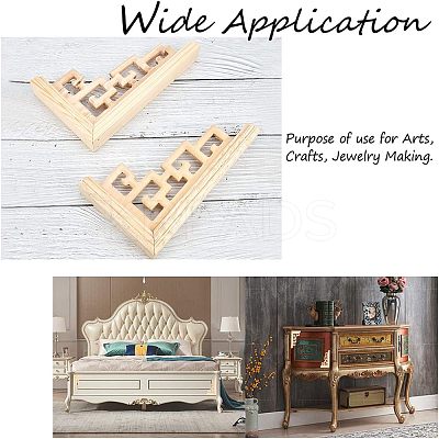 Natural Solid Wood Carved Onlay Applique Craft WOOD-FH0001-38-1