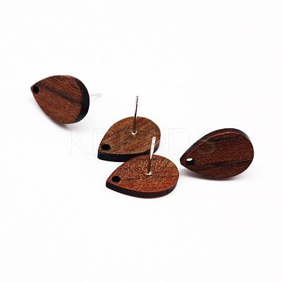 Coconut Brown Wood Stud Earring Findings EJEW-CJC0001-10-1
