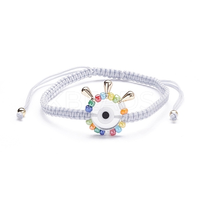 Big Evil Eye Braided Bead Bracelet BJEW-JB07109-04-1
