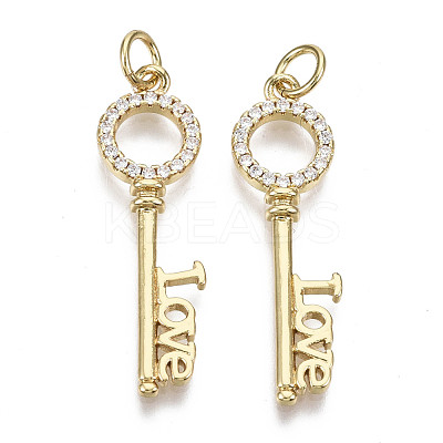 Brass Micro Pave Clear Cubic Zirconia Pendants for Valentine's Day ZIRC-N039-089-NF-1
