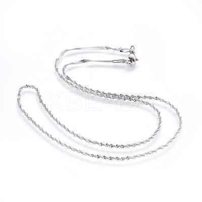 Non-Tarnish 304 Stainless Steel Singapore Chain Necklaces NJEW-F248-14A-P-1