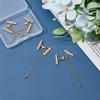 4 Sets Brass Micro Pave Cubic Zirconia Chain Extender KK-HY0003-15-1