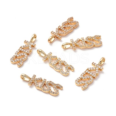 Brass Micro Pave Clear Cubic Zirconia Pendants ZIRC-Z019-26G-NR-1