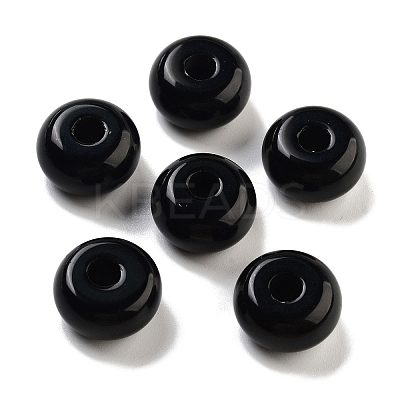 Natural Black Obsidian European Beads G-C134-04A-1