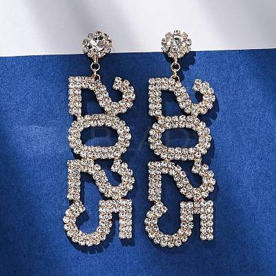 Brass Rhinestone Stud Earrings LS-EJEW-Q012-01G-1