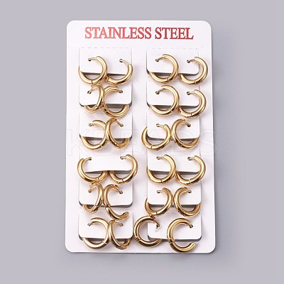 Ion Plating(IP) 304 Stainless Steel Huggie Hoop Earrings EJEW-O087-06C-1