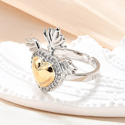 Gothic Style Brass Micro Pave Clear Cubic Zirconia Cuff Rings for Women RJEW-U051-02A-GP-1