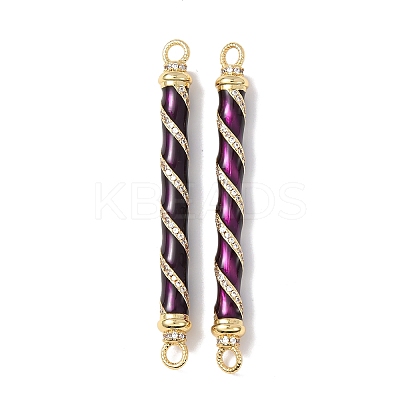 Brass Micro Pave Clear Cubic Zirconia Connector Charms KK-C143-50G-02-1