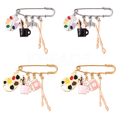 Painting 304 Stainless Steel Safety Pin Brooches JEWB-YW00001-01-1