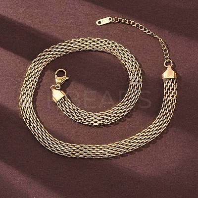 8MM 304 Stainless Steel Mesh Chain Necklaces NJEW-Q013-04G-1