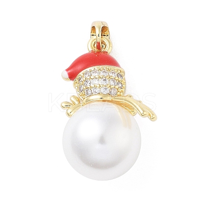 Christmas Theme Brass Micro Pave Cubic Zirconia Pendants KK-F877-30G-01-1