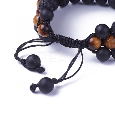 Adjustable Natural Tiger Eye Braided Bead Bracelets BJEW-I273-E04-1