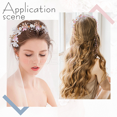 1Pc Imitation Pearl Ribbon Hair Bands OHAR-NB0001-33A-1