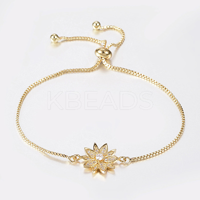 Adjustable Brass Micro Pave Cubic Zirconia Bolo Bracelets BJEW-H558-22G-1