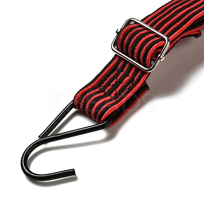 Latex Adjustable Flat Strap with Anti-Rust Iron Hooks AJEW-M042-01B-1
