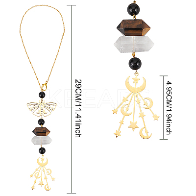 Butterfly & Moon 201 Stainless Steel Car Hanging Pendant Decorations HJEW-PH01764-1