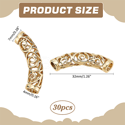 30Pcs Alloy Curved Tube Beads FIND-PH0022-67B-1