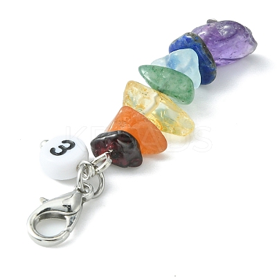 Chakra Natural Gemstone Chips Pendant Decoration HJEW-JM01081-1