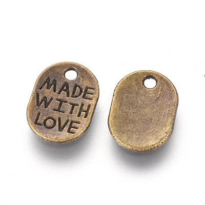 Tibetan Style Alloy Oval Charms TIBEP-Q035-08AB-NR-1