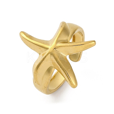 Stafish 304 Stainless Steel Open Cuff Rings for Women RJEW-F174-01G-1