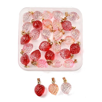 30Pcs 3 Colors Two Tone Transparent Spray Painted Glass Pendants GLAA-FP0001-27-1
