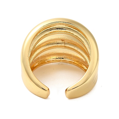 Three-layer Brass Open Cuff Rings for Women RJEW-A046-08G-1