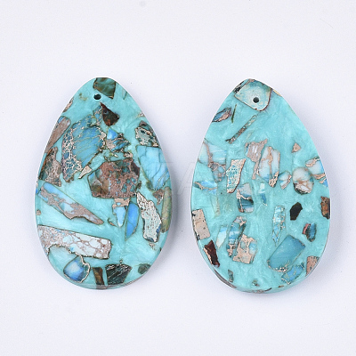 Assembled Synthetic Imperial Jasper and Turquoise Pendants G-S329-077A-1