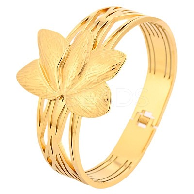 Lotus 304 Stainless Steel Hinged Bangles FS-WG60480-01-1