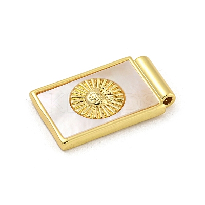 Rack Plating Brass Pave Natural Shell Pendants KK-G513-27G-1