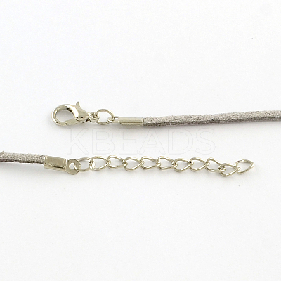 2mm Faux Suede Cord Necklace Making with Iron Chains & Lobster Claw Clasps NCOR-R029-08-1