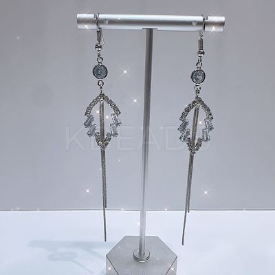 Exaggerated Clear Cubic Zirconia Tassel Dangle Earrings RO8227-1-1