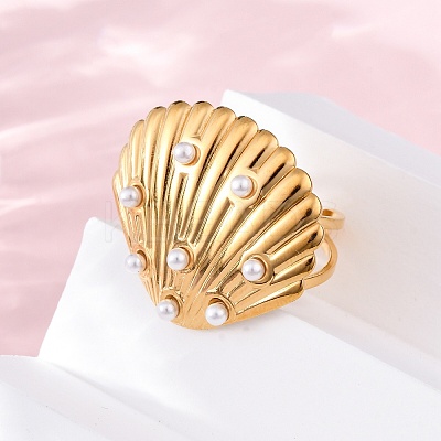 Stainless Steel Adjustable Cuff Rings for Women LS-RJEW-B126-01G-1