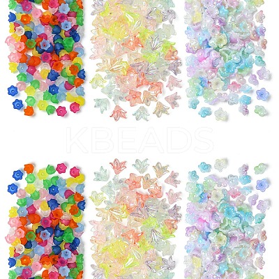 200Pcs 8 Colors Transparent Acrylic Bead Caps TACR-YW0002-20-1