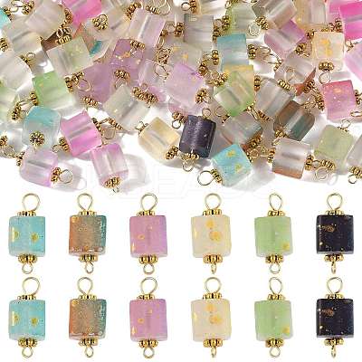 100Pcs Glitter Frosted Glass Cube Connector Charms PALLOY-FS00042-02-1