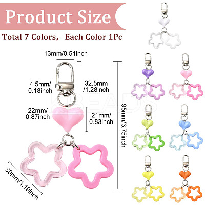 7Pcs 7 Colors Star & Heart Resin Pendant Decorations HJEW-SP0001-28-1